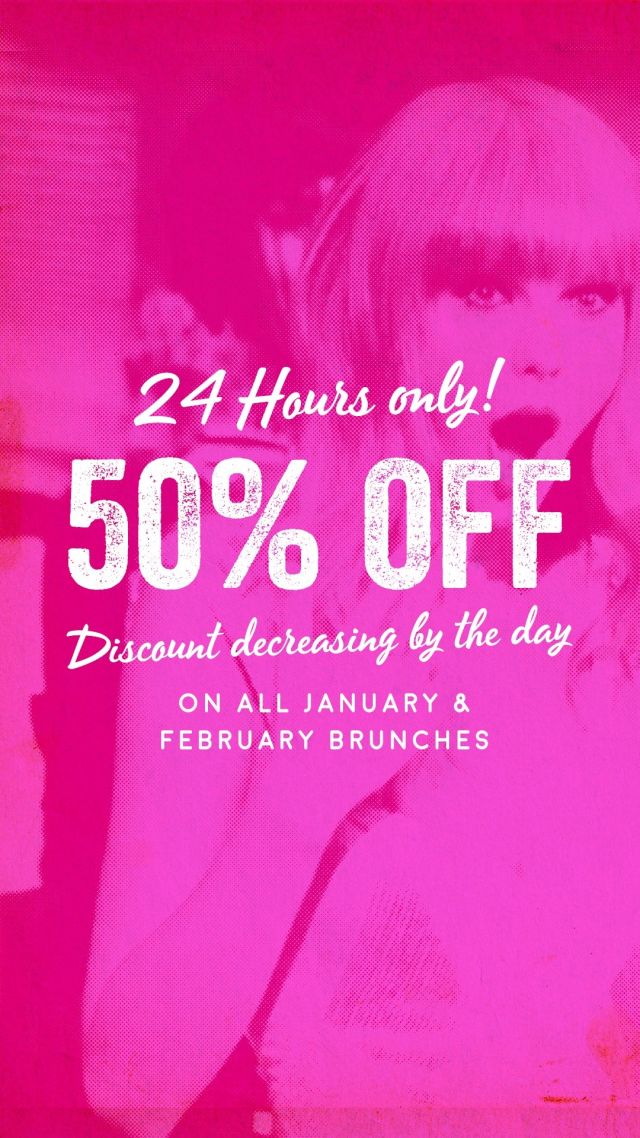 💸 Tell a friend, to tell a friend. Black Friday is LIVE 💸 ⁠
⁠
Josephine’s starting the discounts at 50% OFF and dropping them by 10% every day! The quicker you buy, the more you save.⁠
⁠
Wednesdays discount is 30% OFF ALL brunches throughout January and February when you use code BFJOSEPHINE30 🥂

No hesitating. First come, first serve and these go quick 💅⁠
⁠
WHAT’S ON:⁠
📍 Now That’s What I Call Brunch⁠
📍 Mamma Mia Reloaded!⁠
📍 Beyonce Drag Brunch ⁠
📍 Dabbers & Drag⁠
📍 Maison Du Peche⁠
⁠
Follow the link in bio for a feral girl January 💋